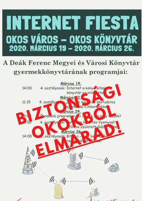 OKOS VÁROS - OKOS KÖNYVTÁR Internet Fiesta programok 2020. március 19 - március 26.- ELMARAD!!!