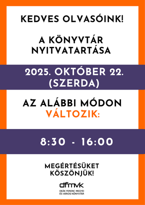 Nyitvatarts vltozs 2025. oktber 22.