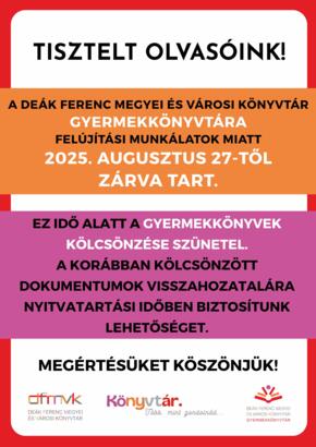 Fontos informci! 2025. augusztus 27.
