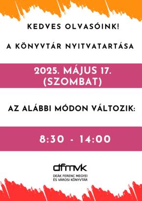 Nyitvatarts-vltozs: 2025. mjus 17.